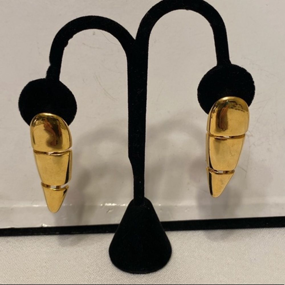 Vintage 1980’s Maxine Denker Gold Mod Earrings - Picture 6 of 11